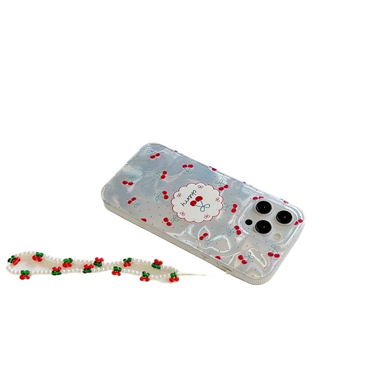 Red Cherry Polka Dot Chain Phone Case