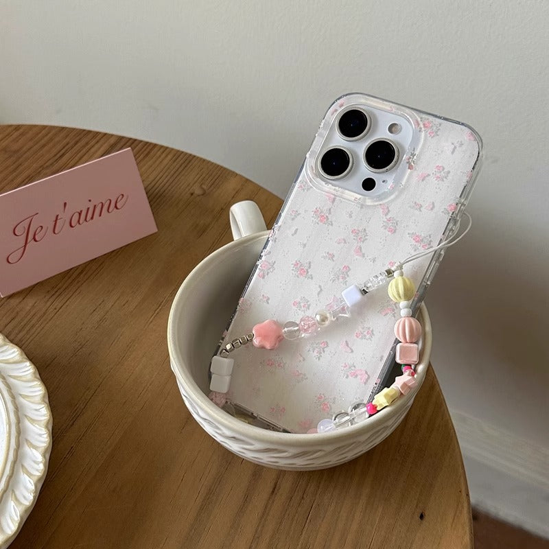 Lace Stripe Floral Butterfly Chain Phone Case
