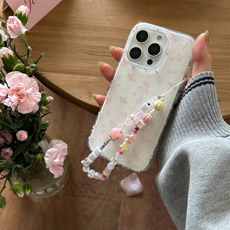 Lace Stripe Floral Butterfly Chain Phone Case