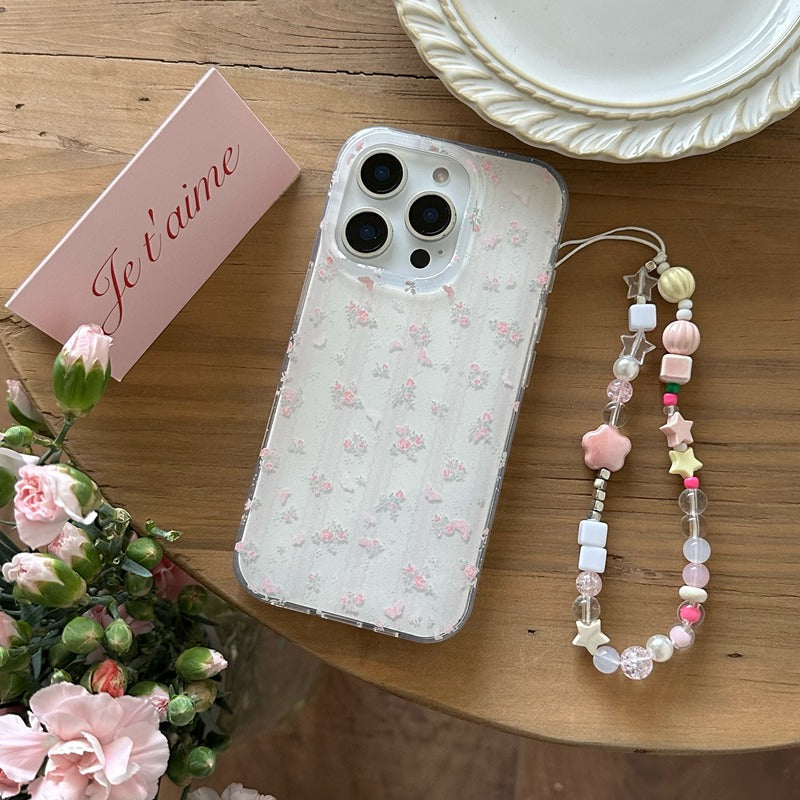 Lace Stripe Floral Butterfly Chain Phone Case