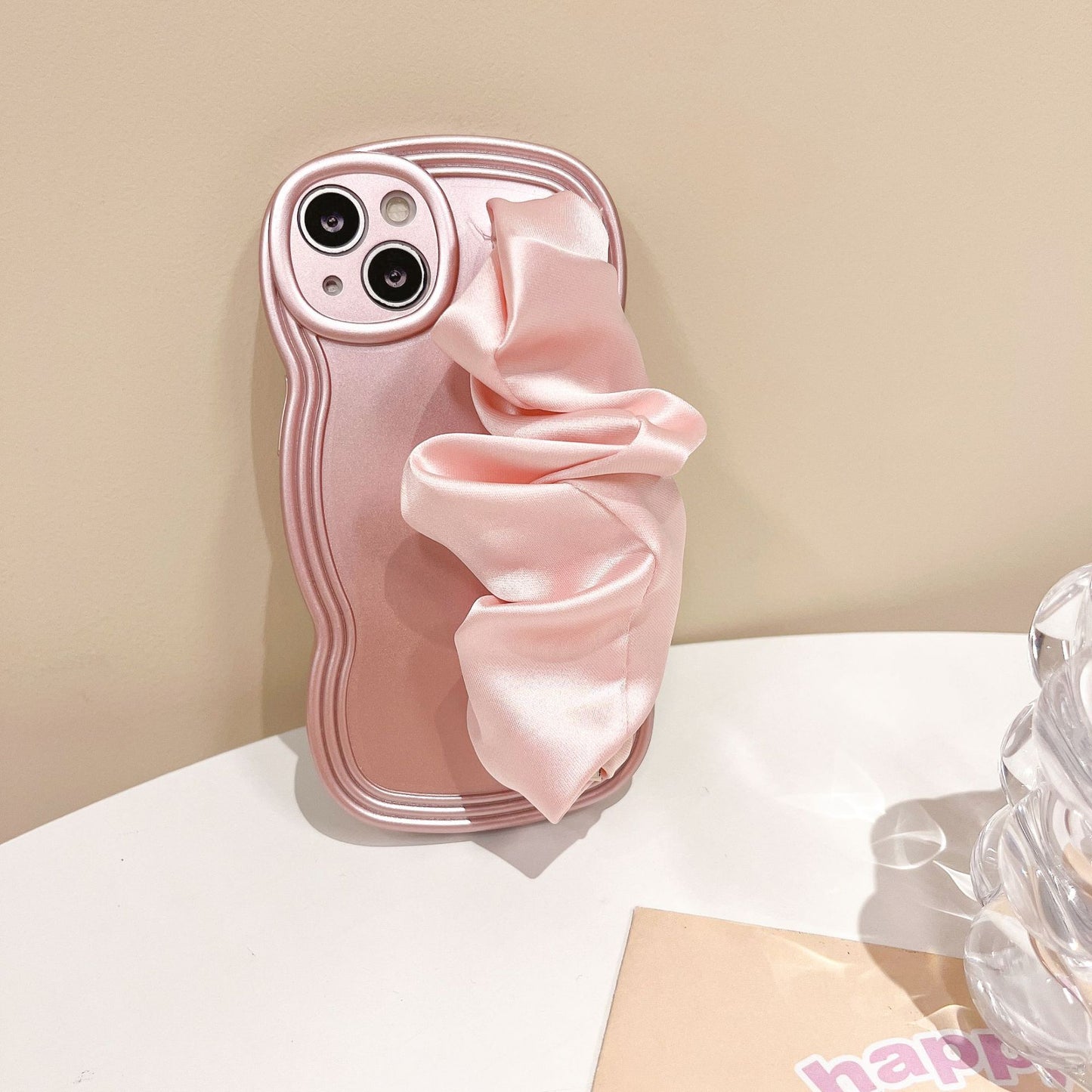 Pink Silk Scarf Wristband Phone Case