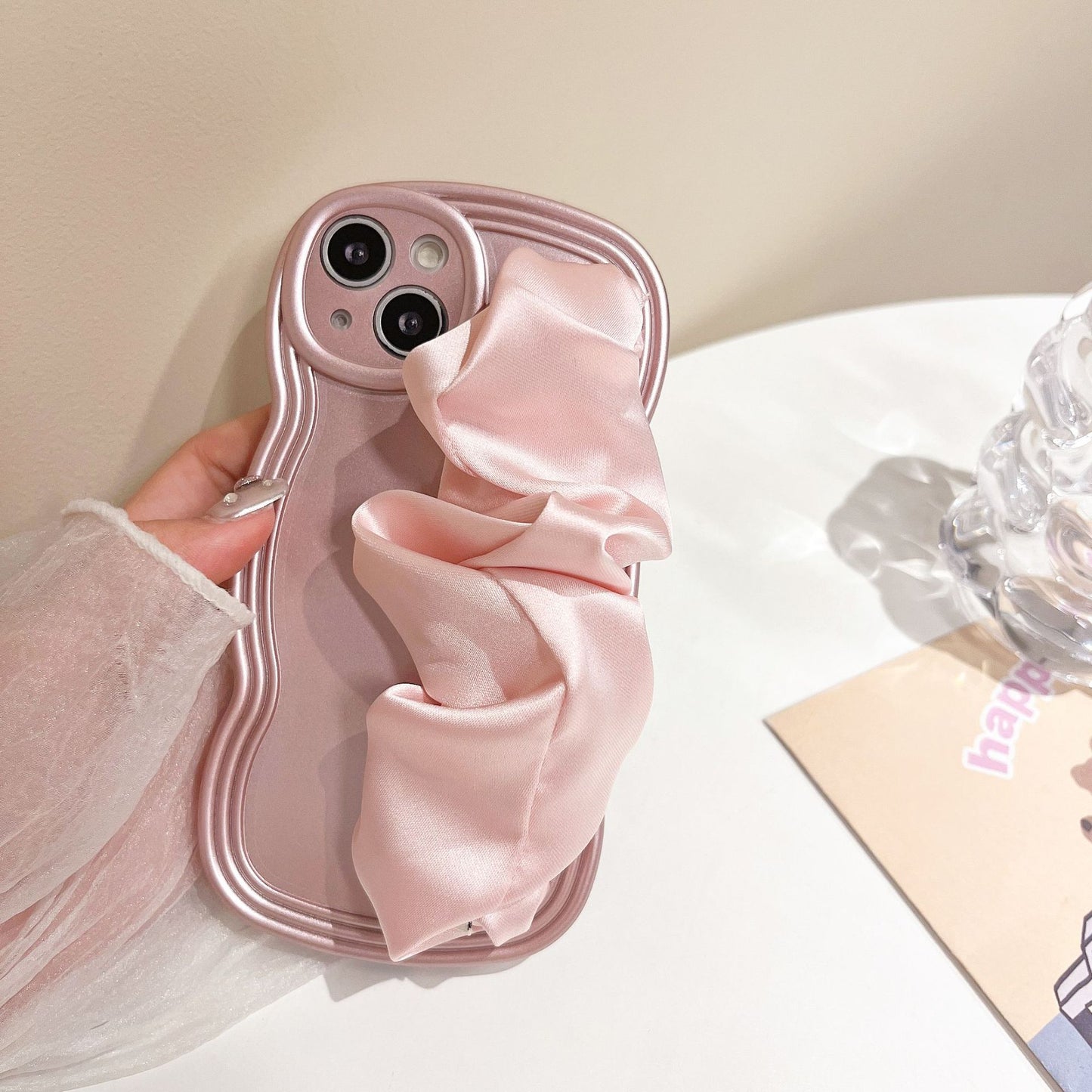 Pink Silk Scarf Wristband Phone Case