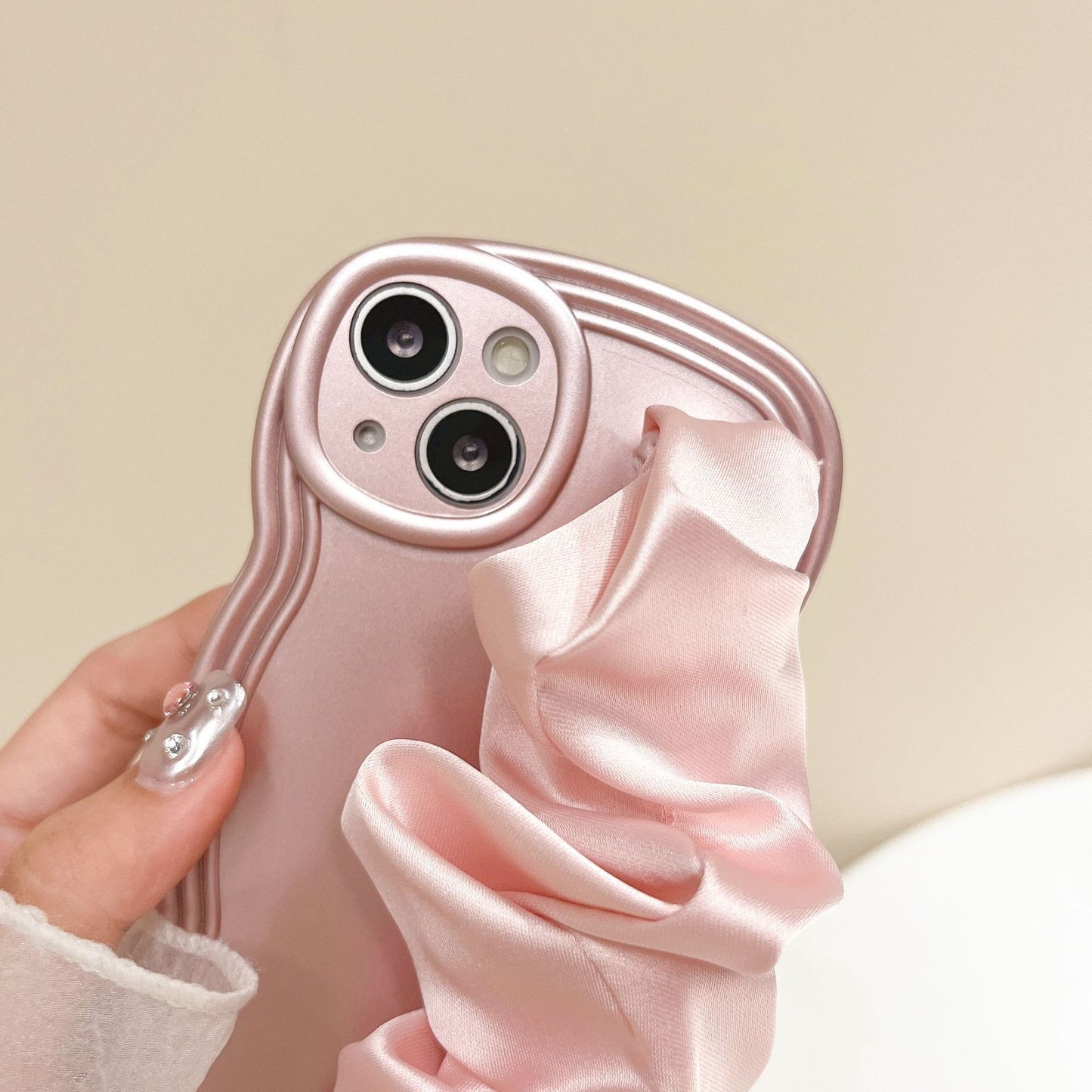 Pink Silk Scarf Wristband Phone Case