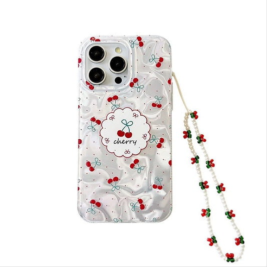 Red Cherry Polka Dot Chain Phone Case