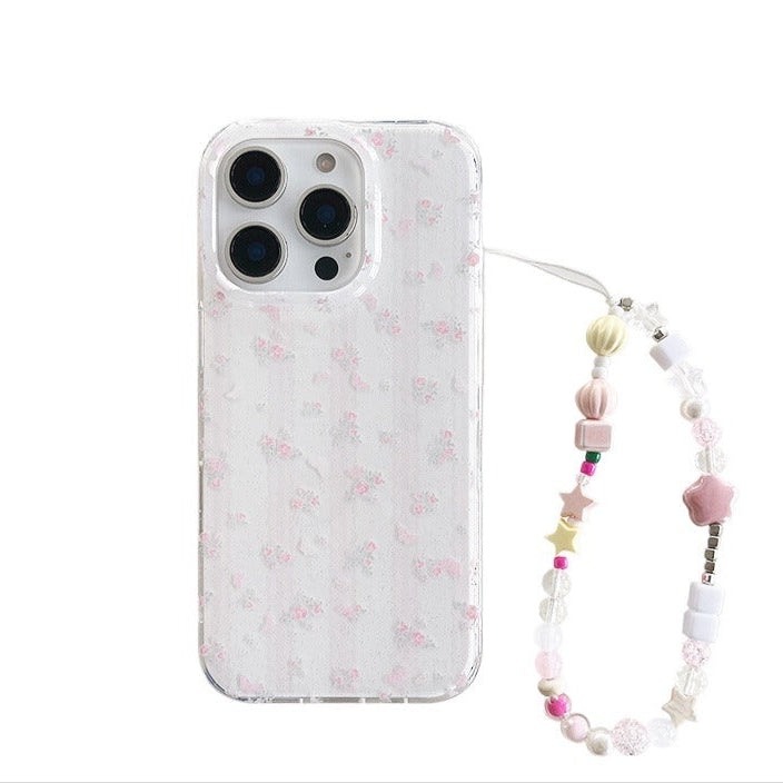 Lace Stripe Floral Butterfly Chain Phone Case