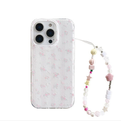 Lace Stripe Floral Butterfly Chain Phone Case