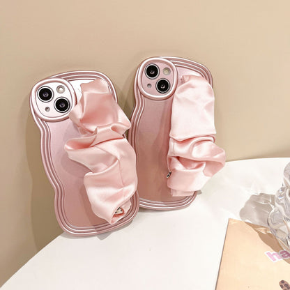 Pink Silk Scarf Wristband Phone Case